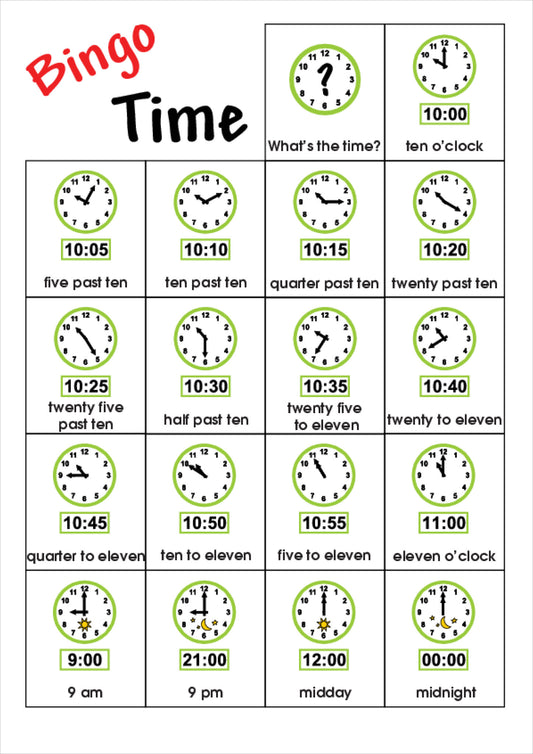 Time Bingo Game