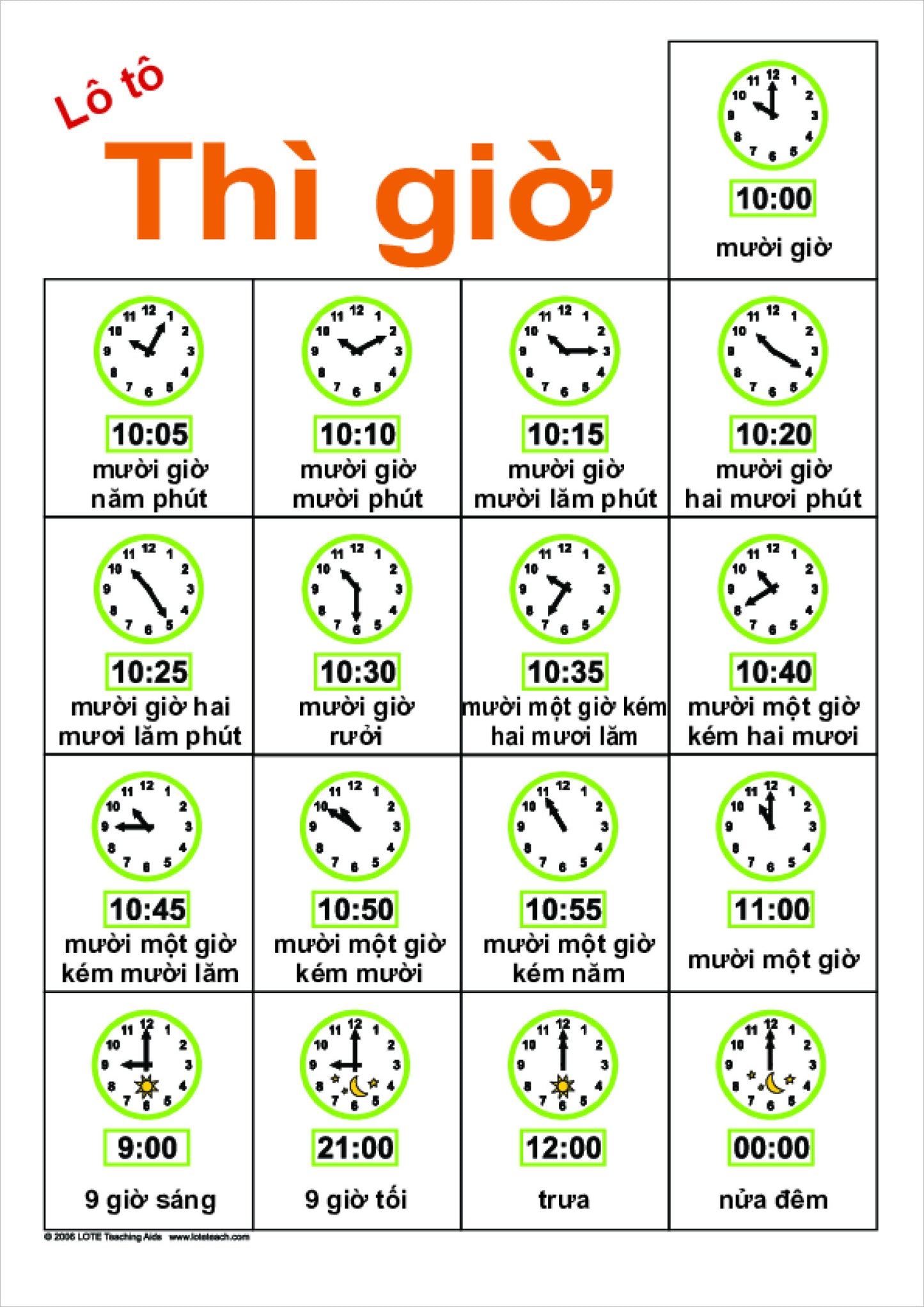 Time Bingo Game