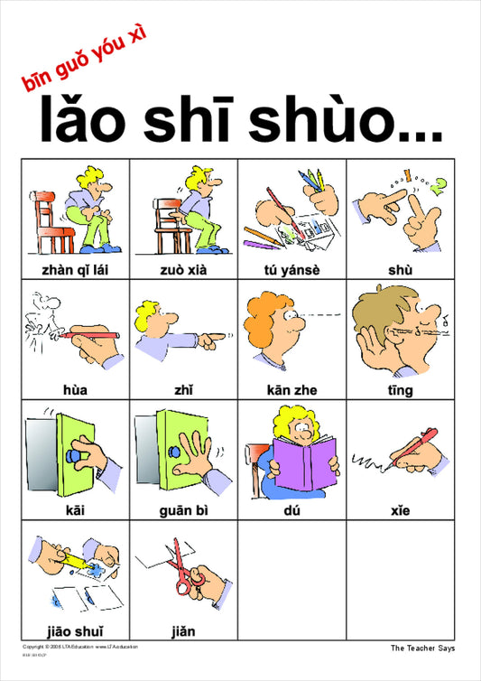 'The Teacher Says' Bingo Game