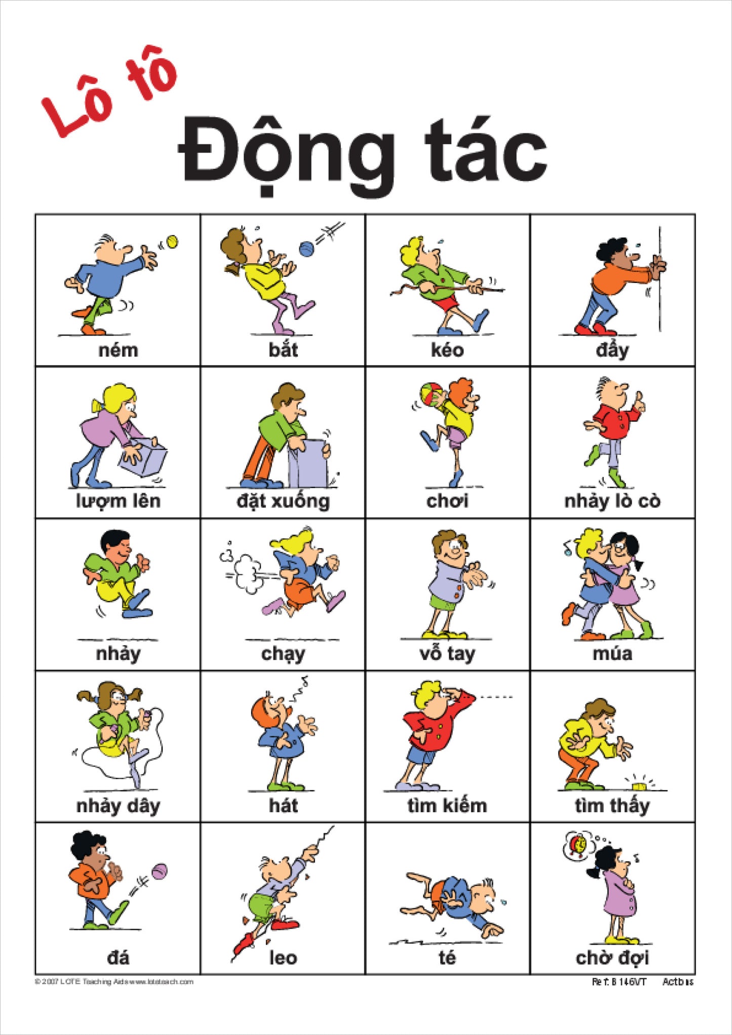 Actions Bingo Game