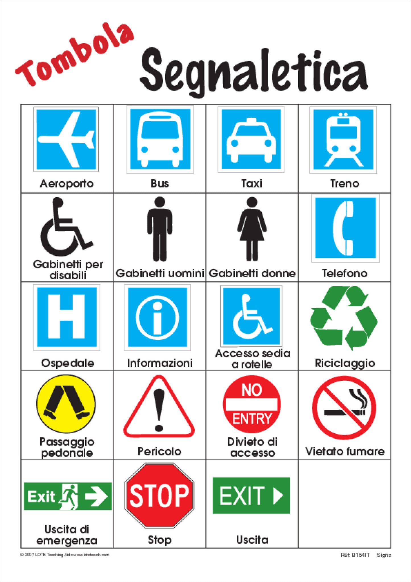 Signs Bingo Game