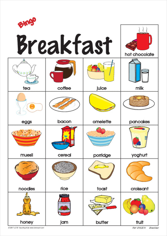 'Breakfast' Bingo Game