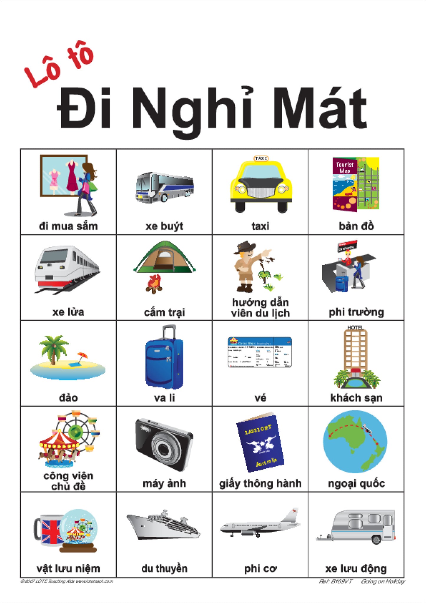 'Going on holiday' Bingo Game