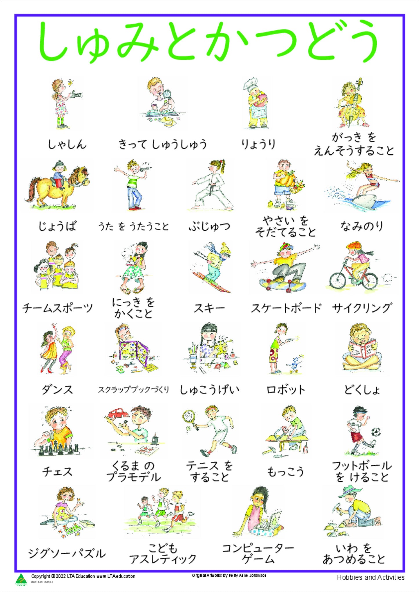 Hobbies and Activities Vocabulary Chart