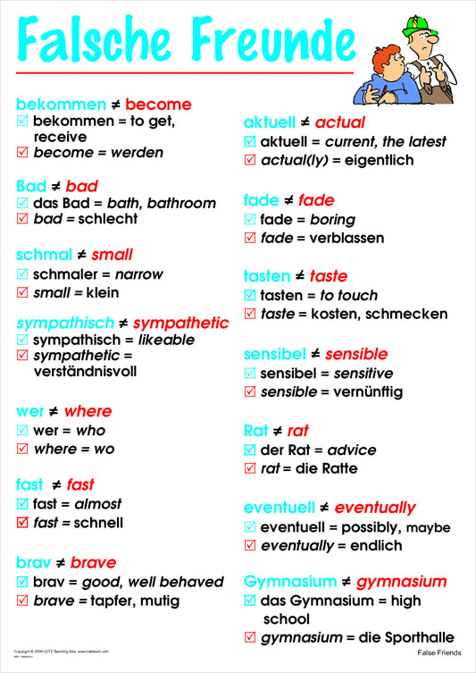 False Friends Chart