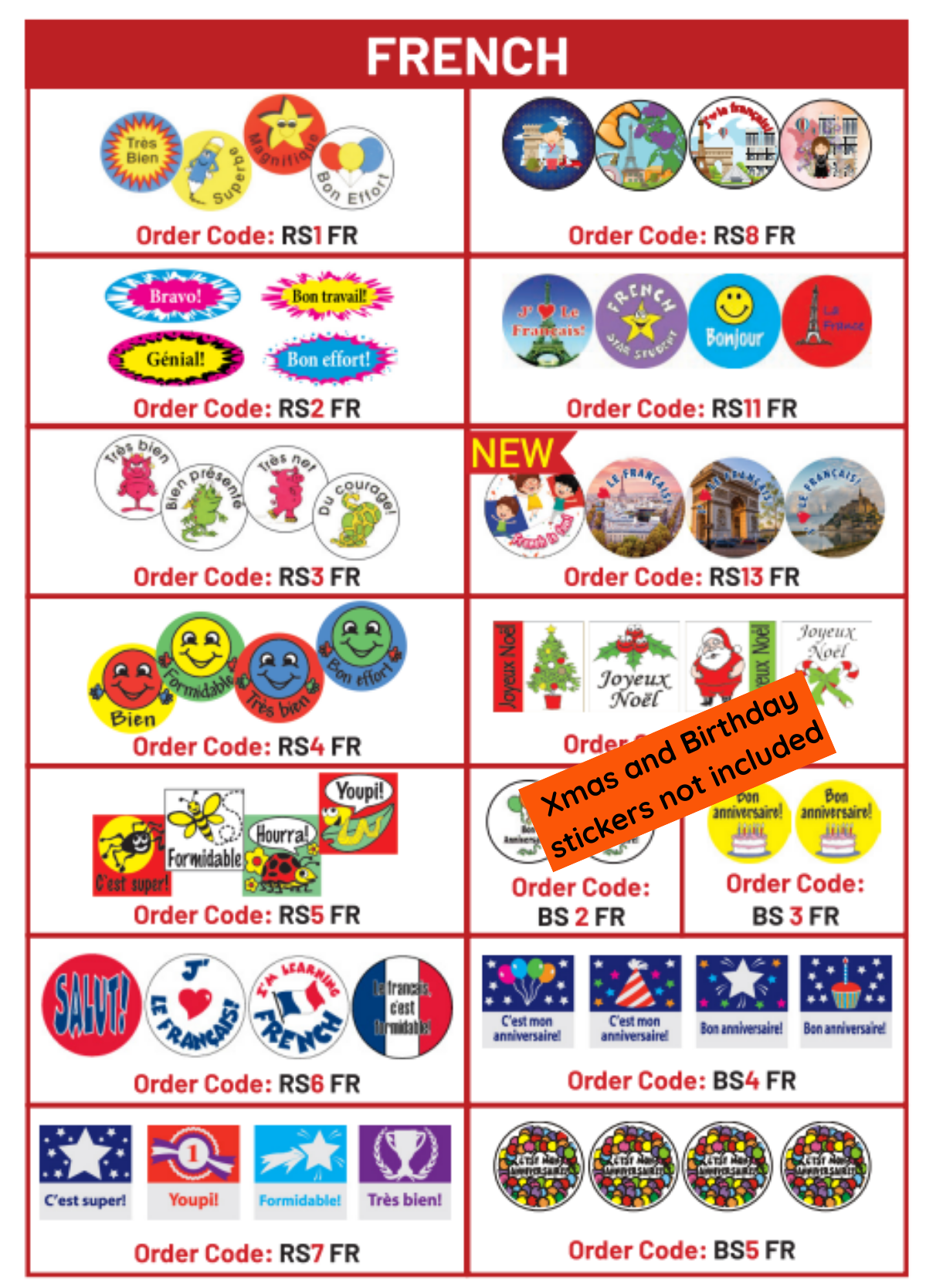 French Reward Stickers Mixed Pack