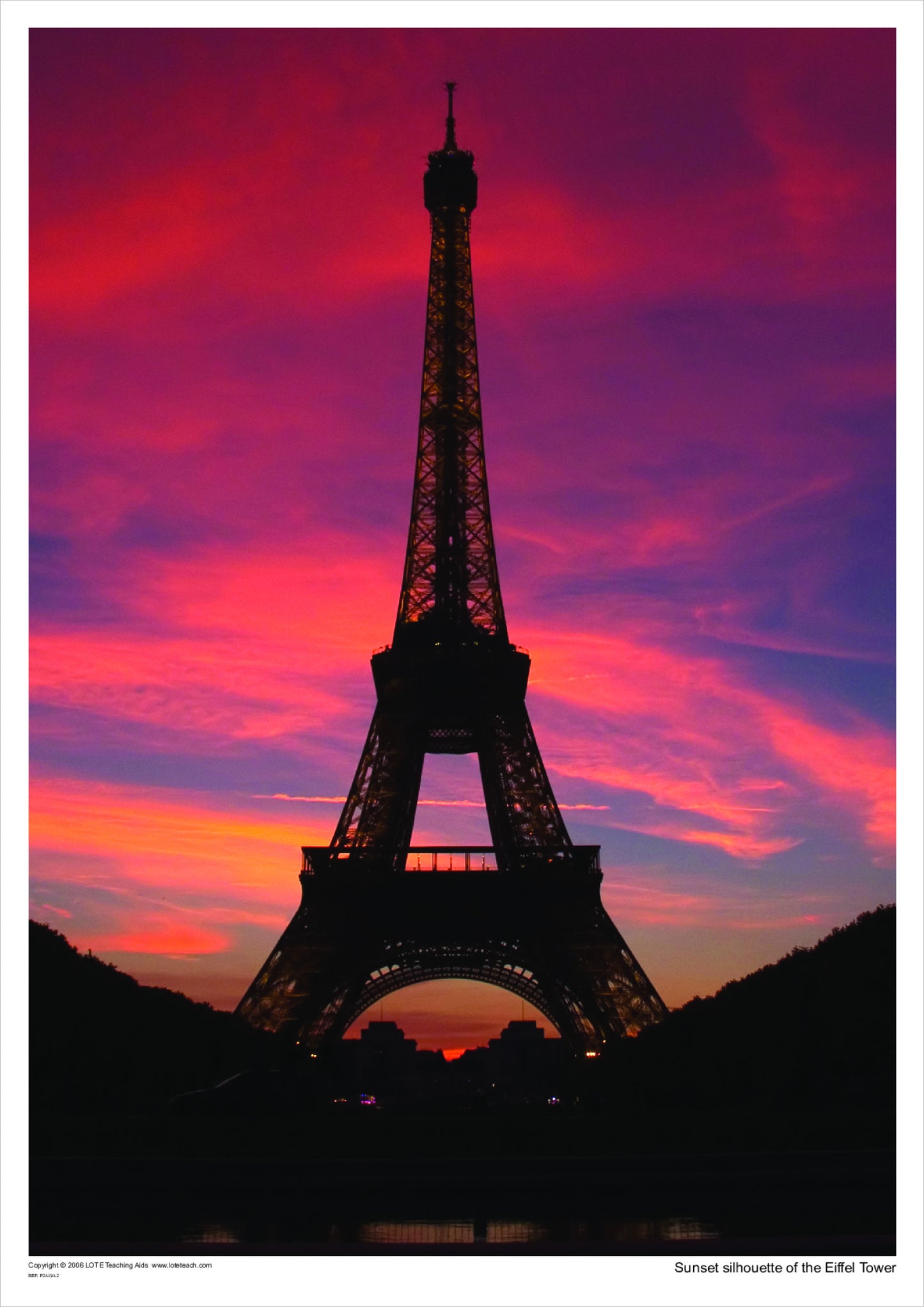 Sunset silhouette of the Eiffel Tower