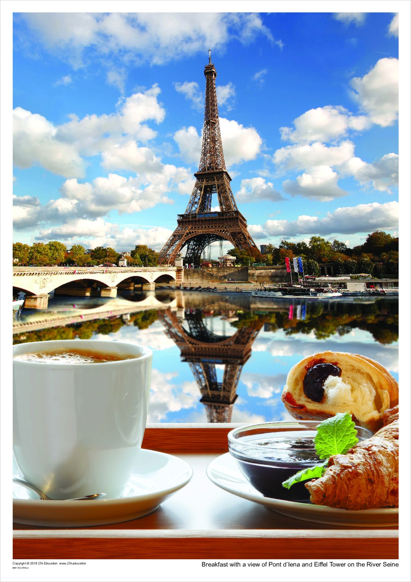 Breakfast with a view of Eiffel Tower on the River Seine