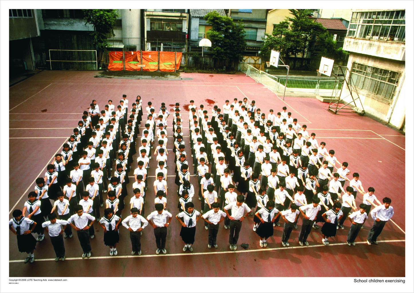 School children exercising