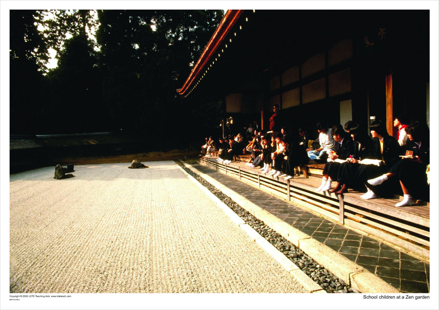 School children at a Zen garden