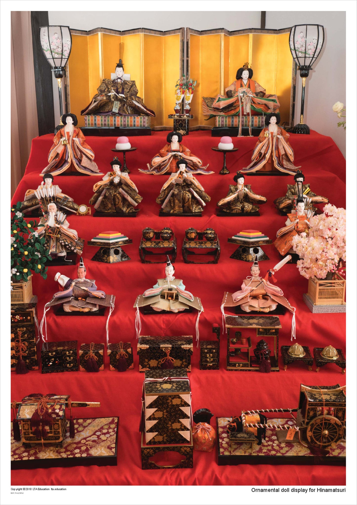 Ornamental doll display for Hinamatsuri