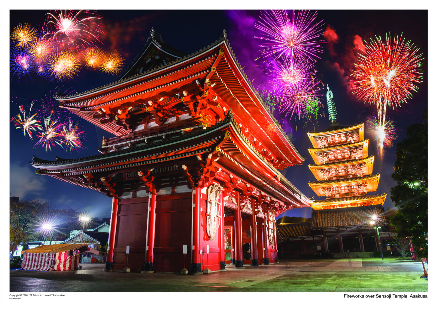 Fireworks over Sensoji Temple, Asakusa