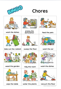 Chores Bingo Game