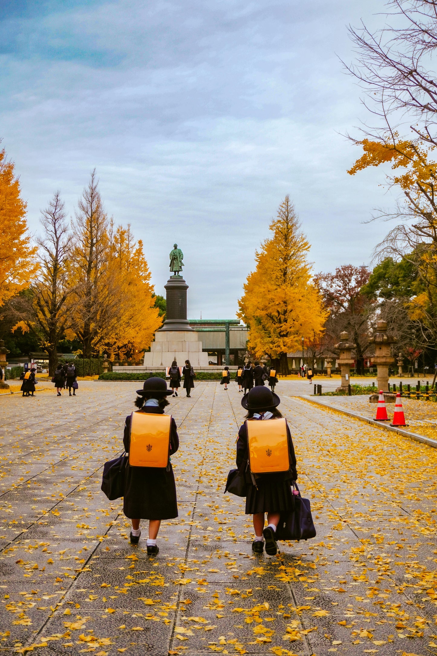 Japanese Students Walking to School