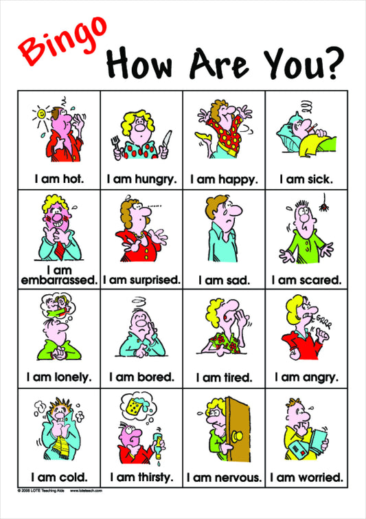 How I Feel Bingo Game