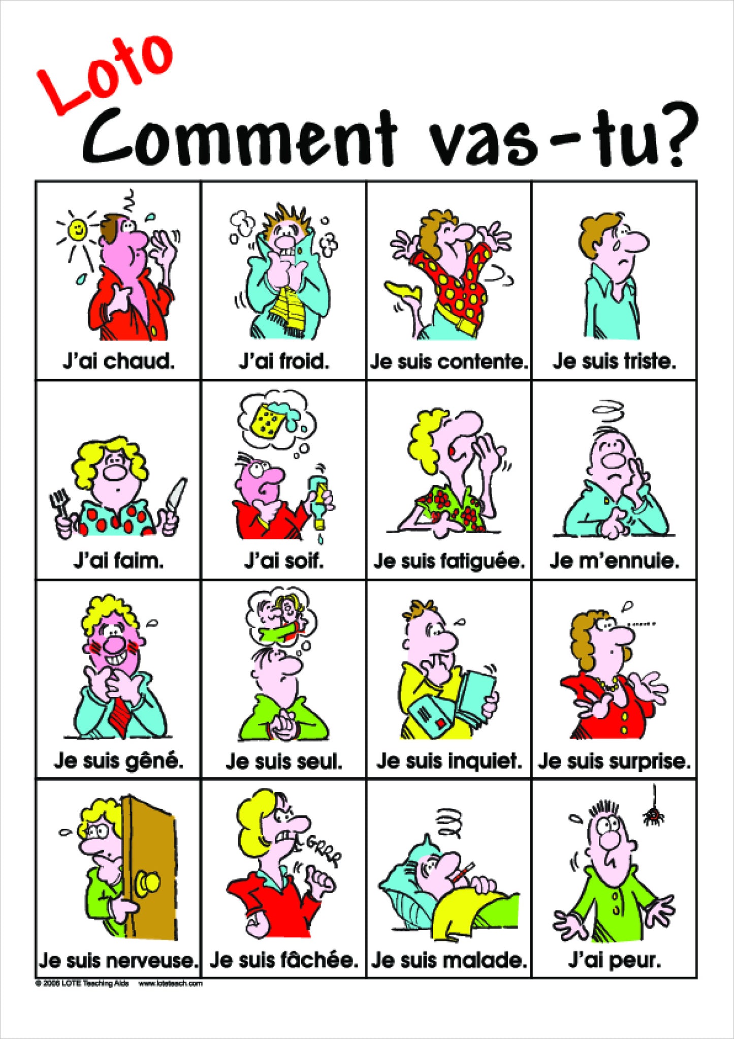 How I Feel Bingo Game