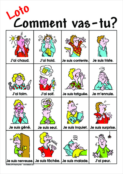 How I Feel Bingo Game