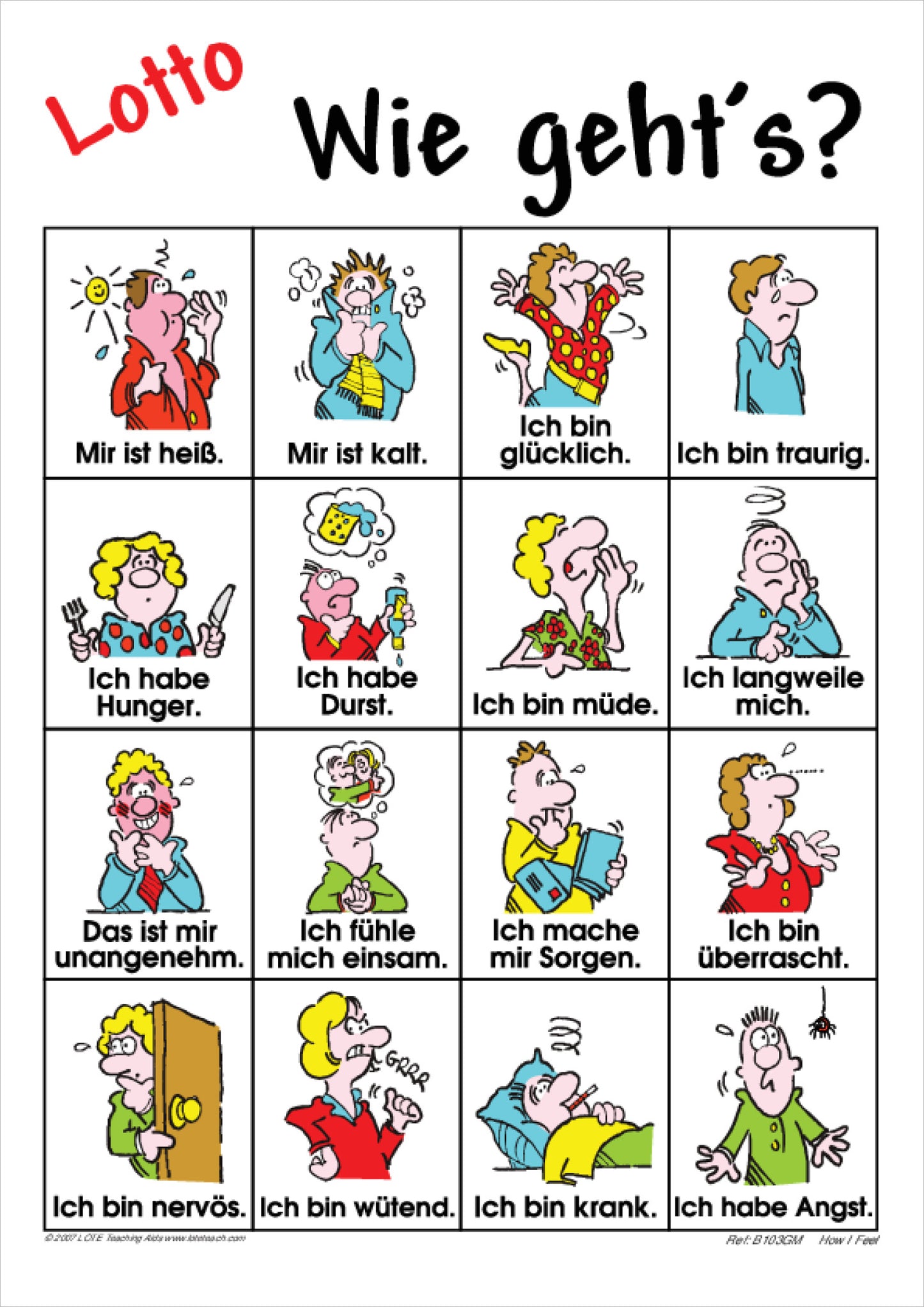 How I Feel Bingo Game