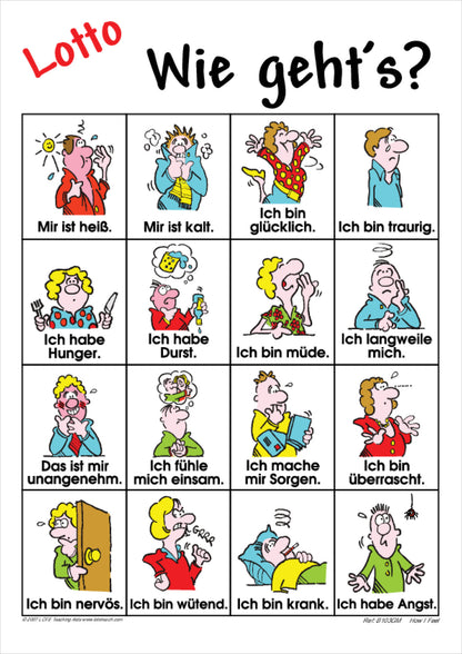 How I Feel Bingo Game