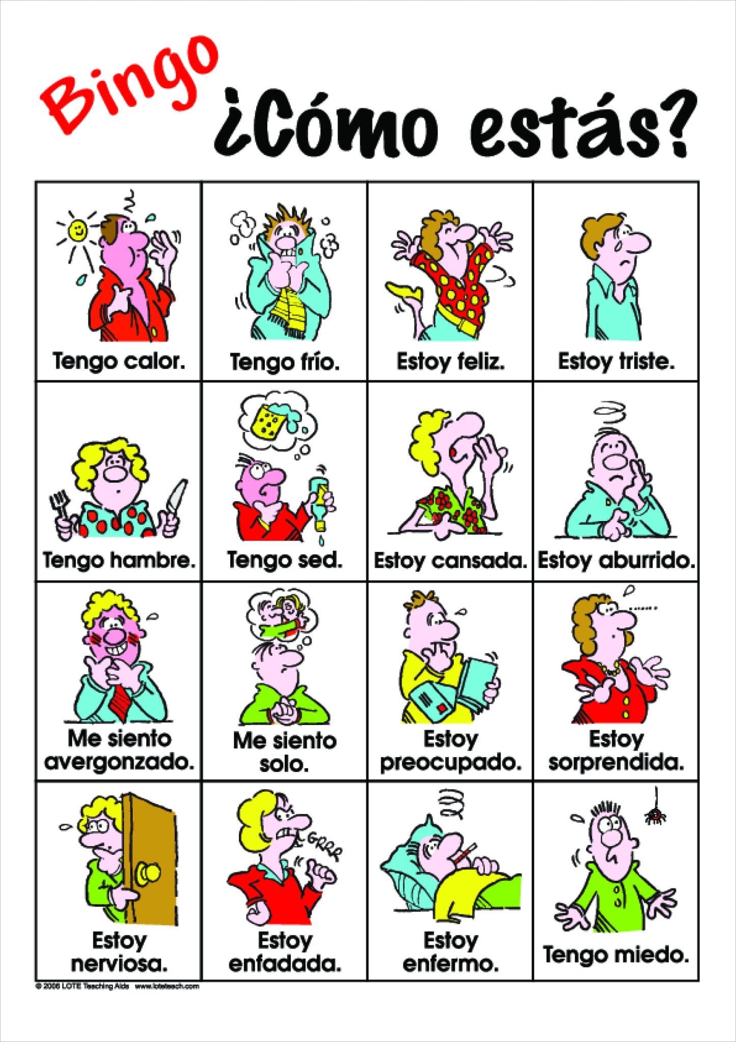 How I Feel Bingo Game