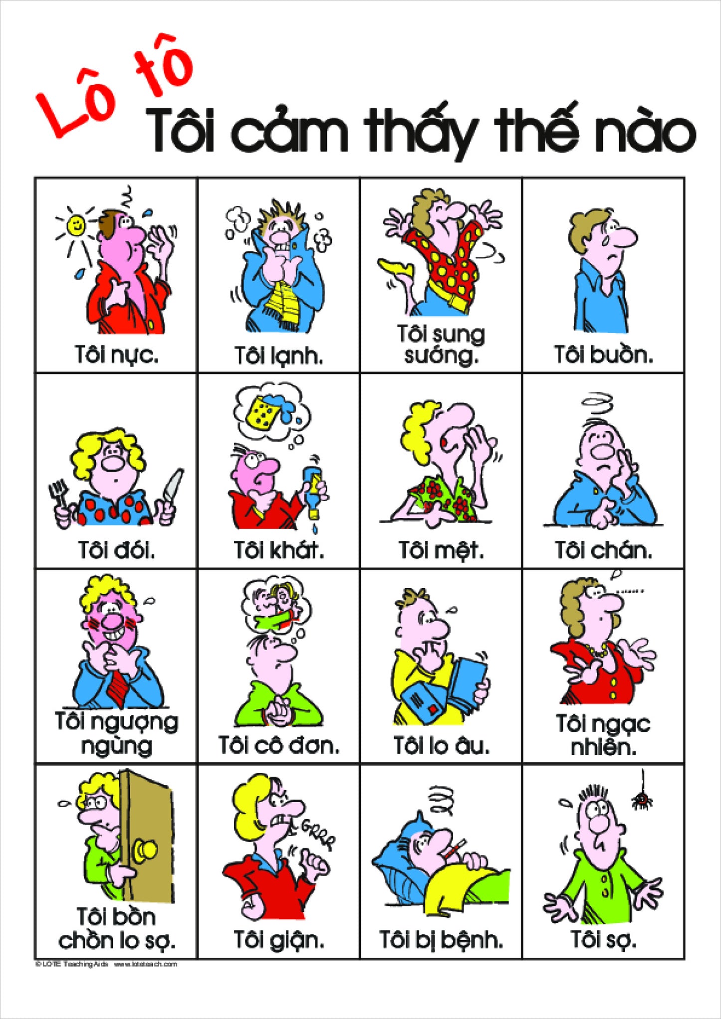 How I Feel Bingo Game