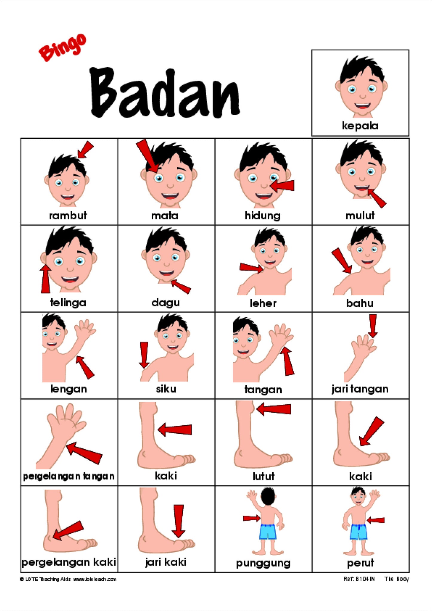 'The Body' Bingo Game