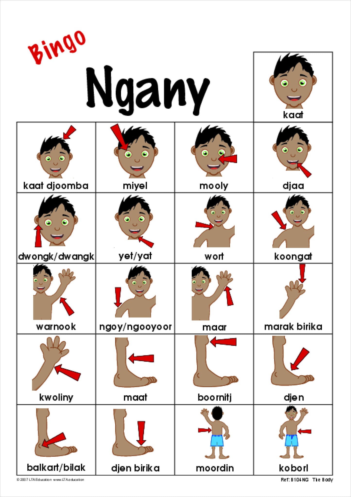 'The Body' Bingo Game