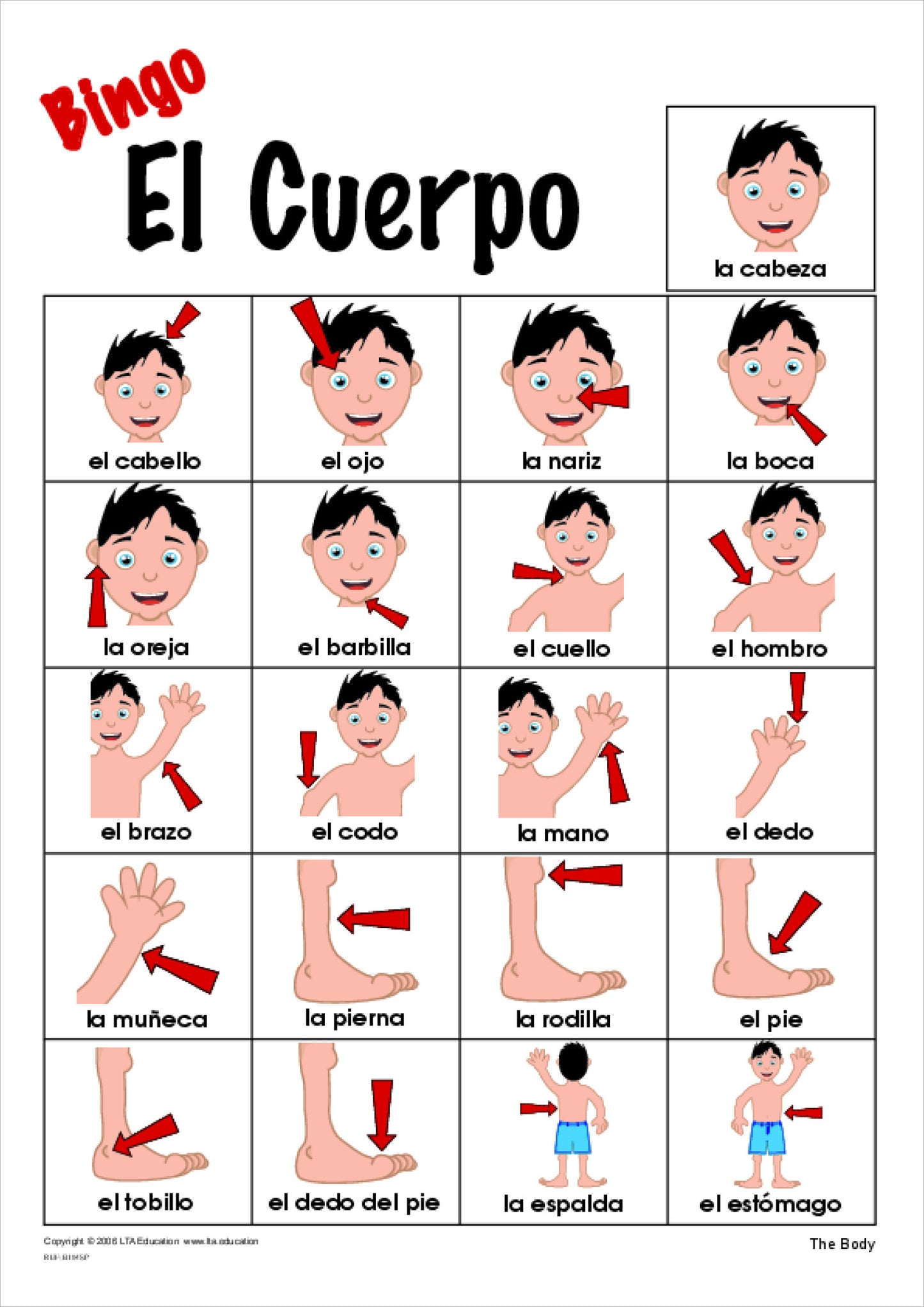 'The Body' Bingo Game