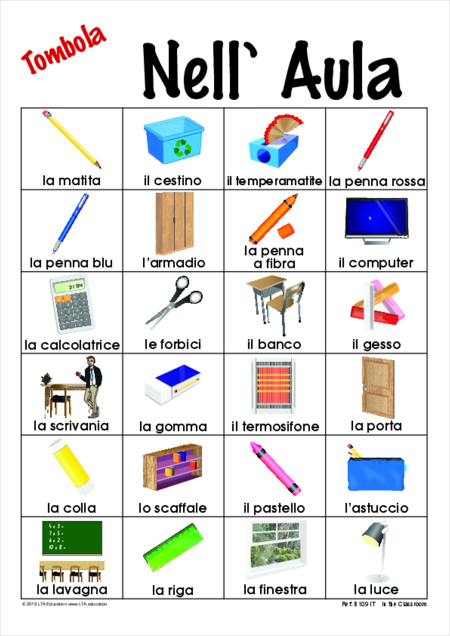 'In The Classroom' Bingo Game