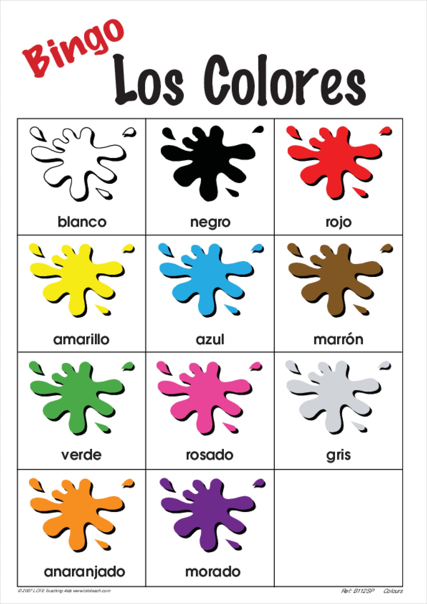 Colours Bingo Game