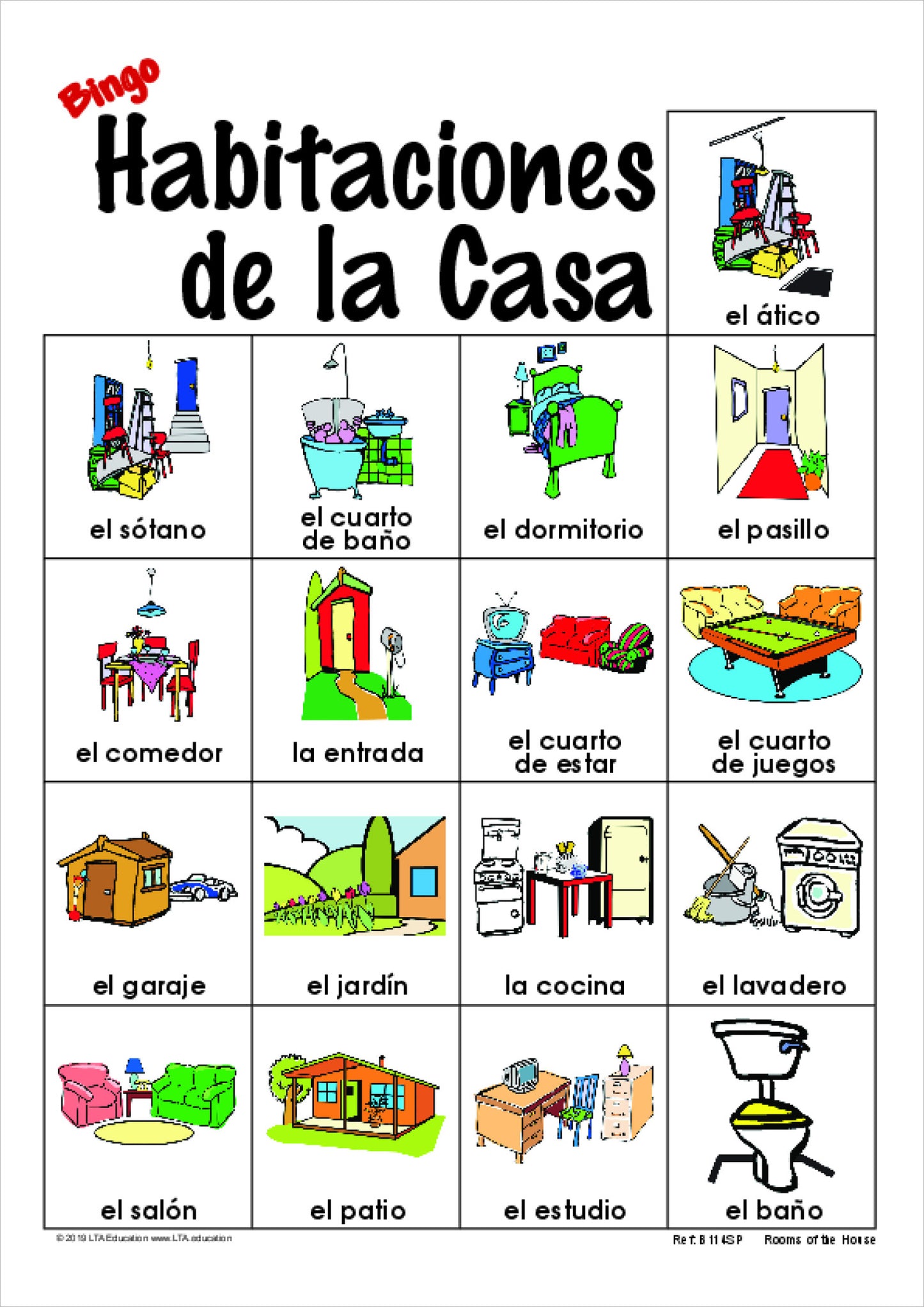 Rooms of the House Bingo Game