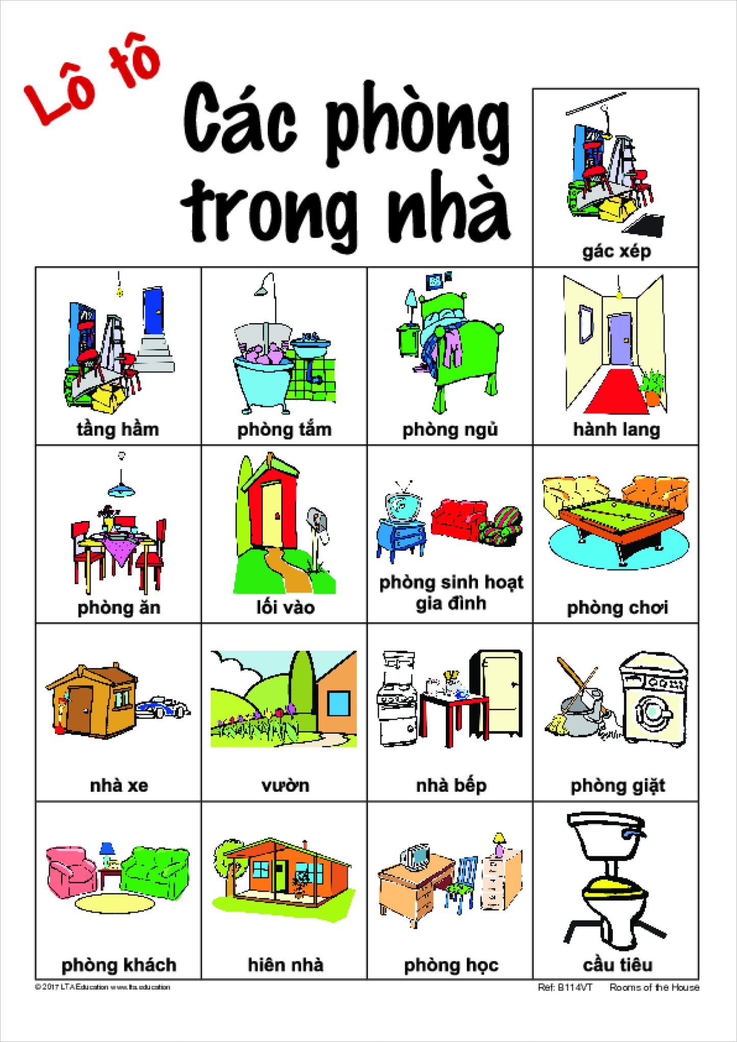 Rooms of the House Bingo Game