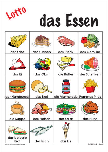 Food Bingo Game
