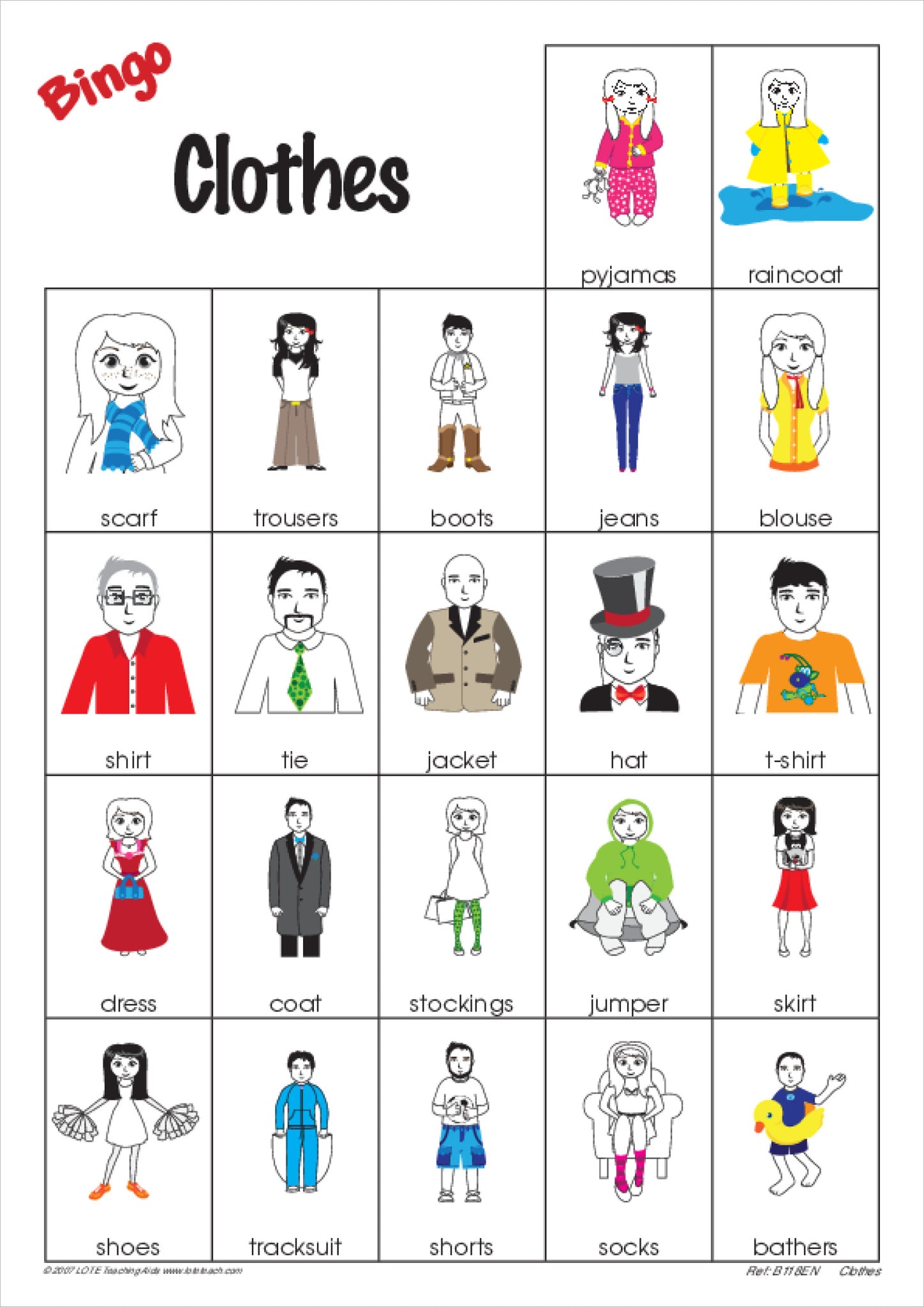 Clothes Bingo Game