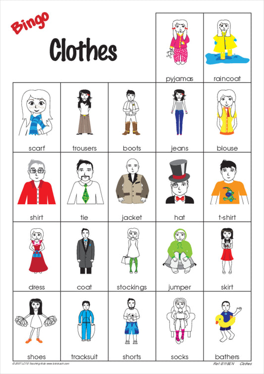 Clothes Bingo Game