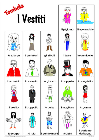 Clothes Bingo Game