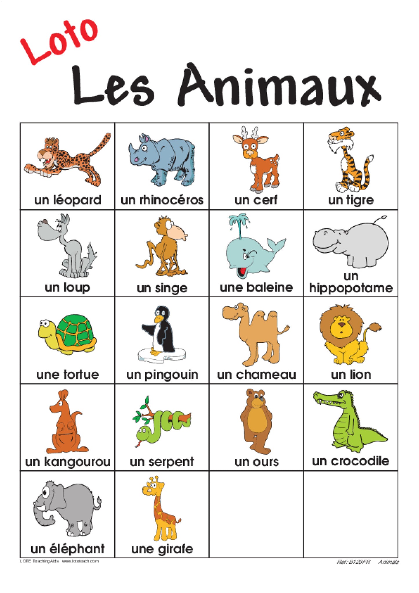 Animals Bingo Game