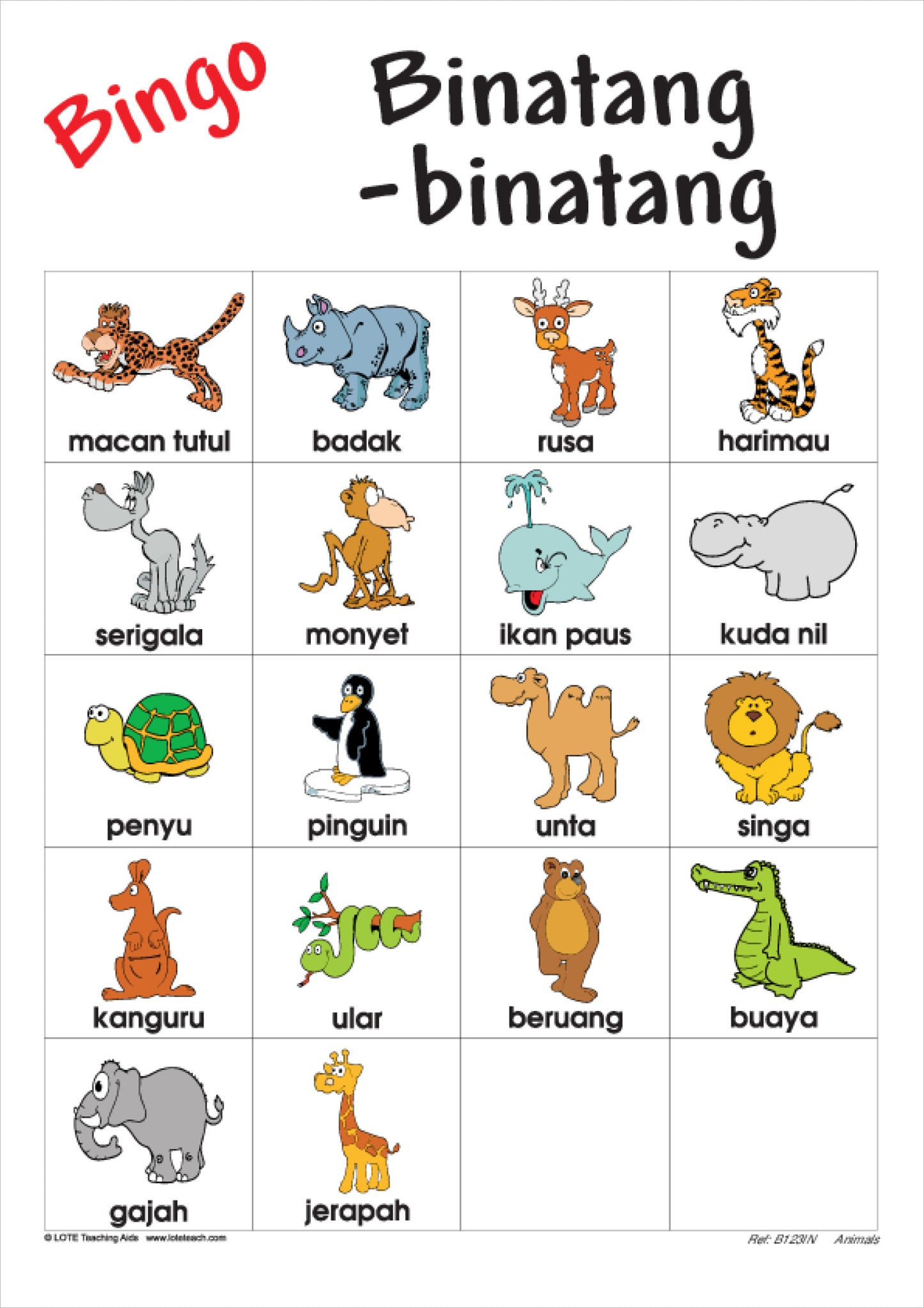 Animals Bingo Game