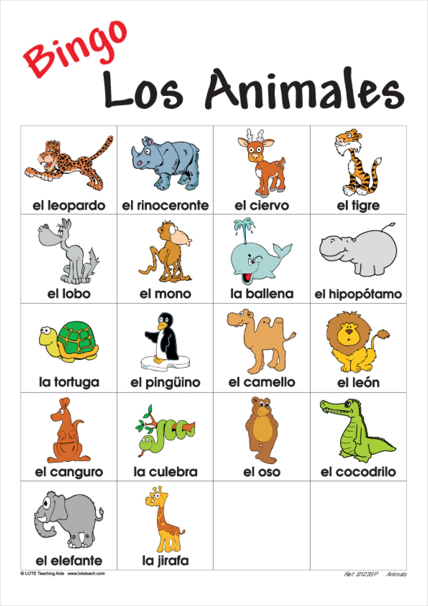 Animals Bingo Game