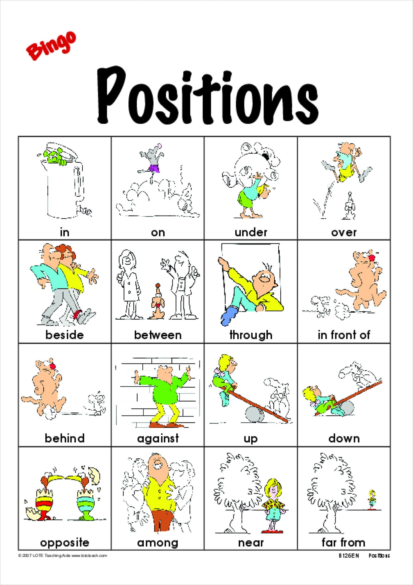 'Positions' Bingo Game