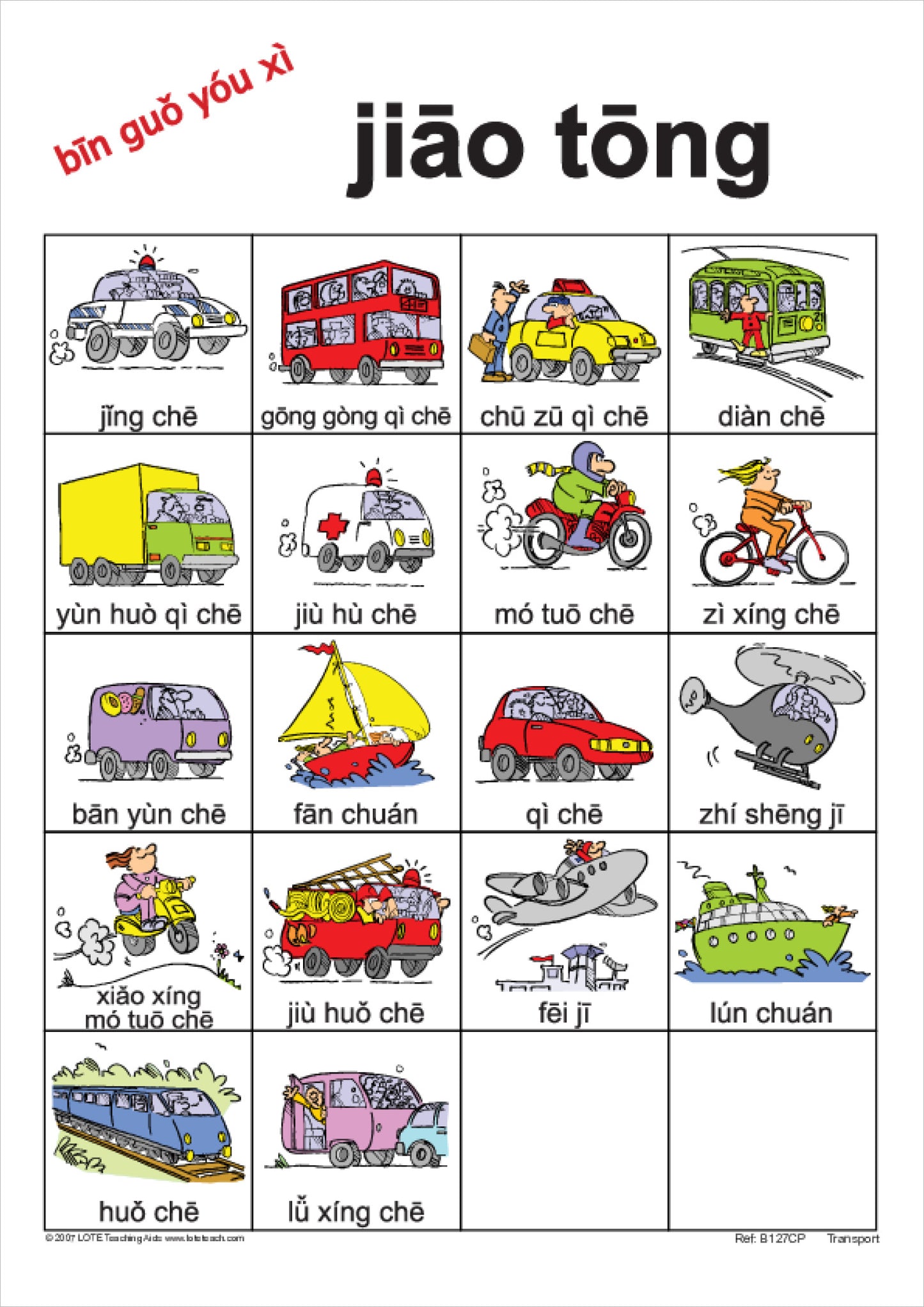 'Transport' Bingo Game