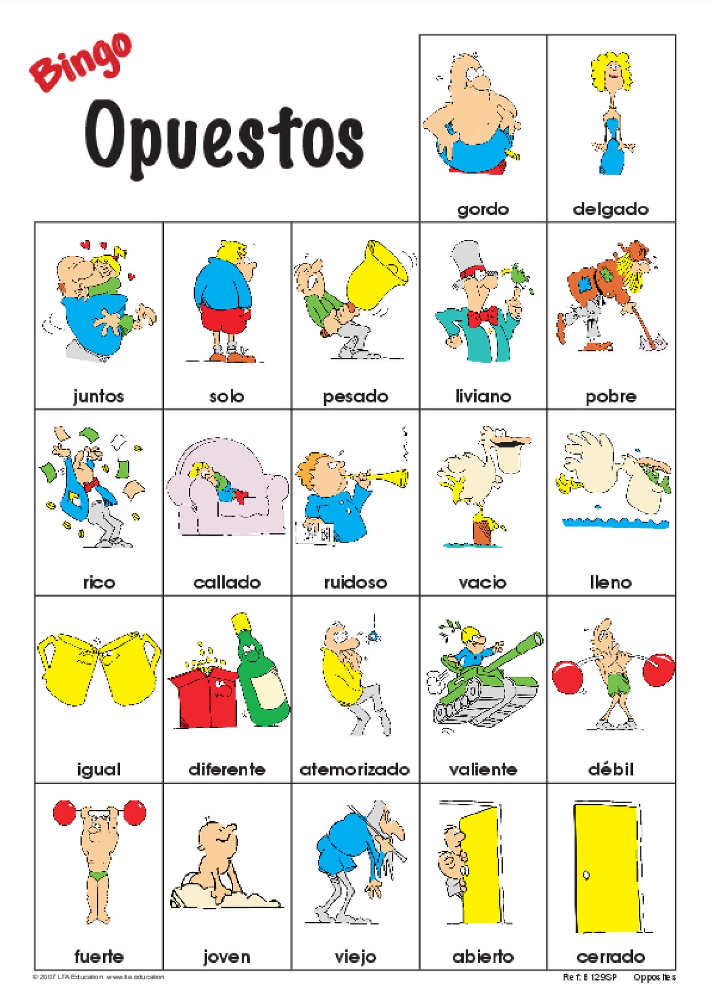 Opposites Bingo Game