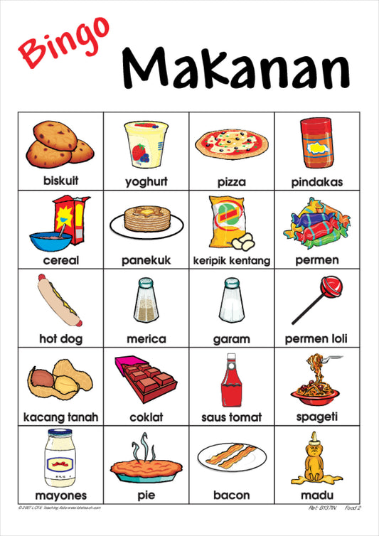 'Food 2' Bingo Game