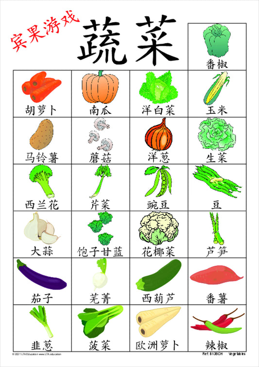 Vegetables Bingo Game
