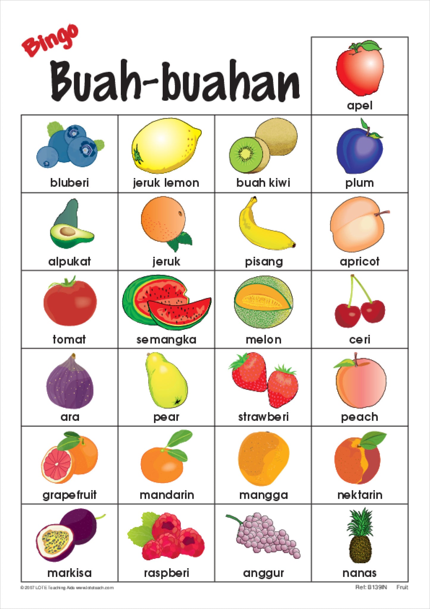 Fruit Bingo Game
