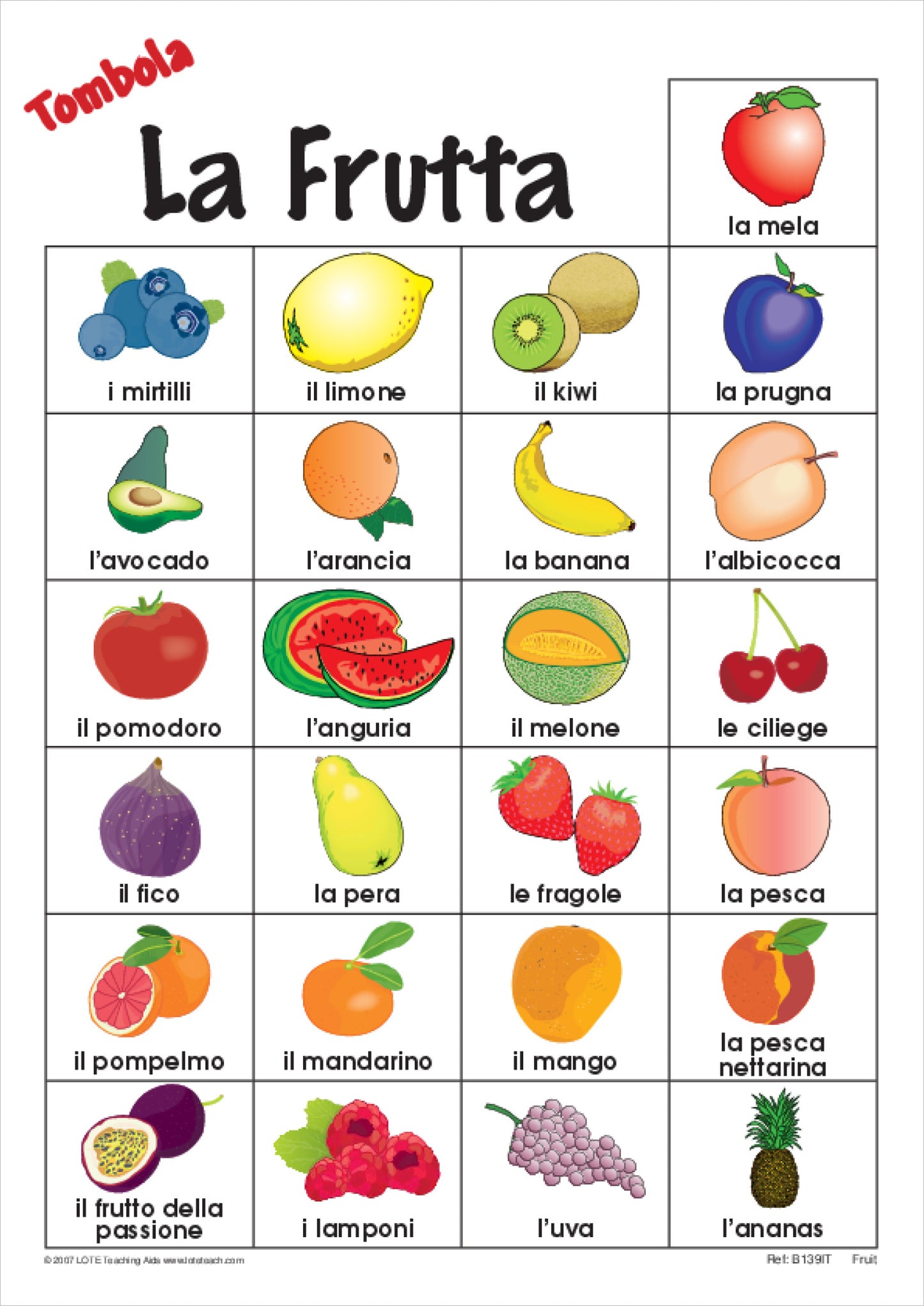 Fruit Bingo Game