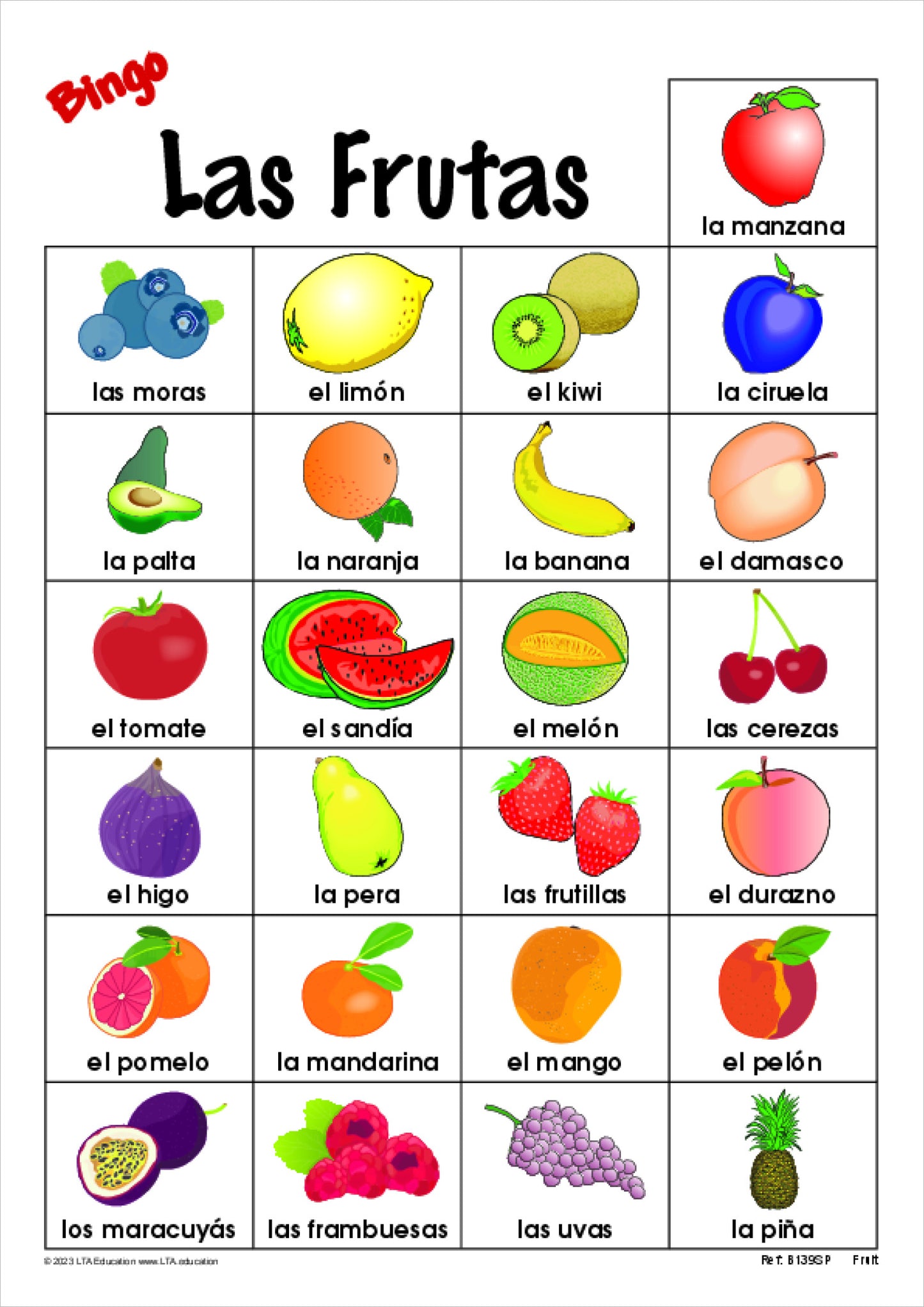 Fruit Bingo Game