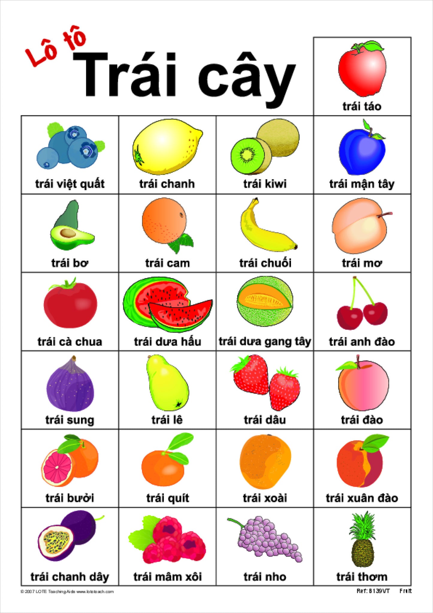 Fruit Bingo Game