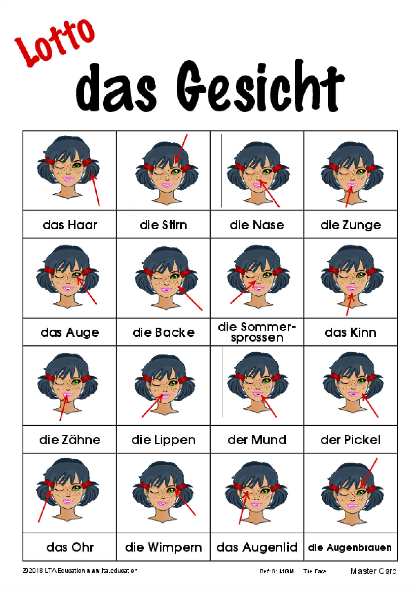 'The Face' Bingo Game