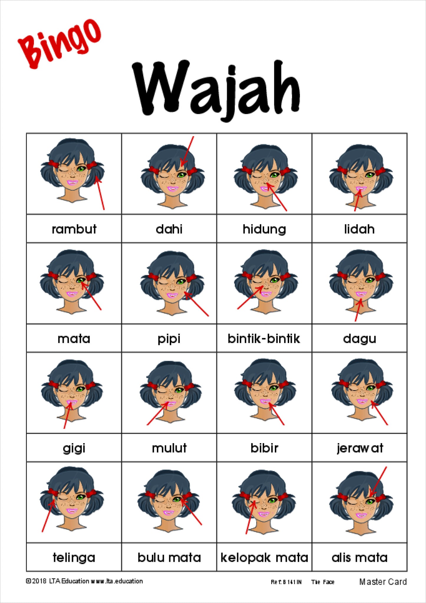 'The Face' Bingo Game